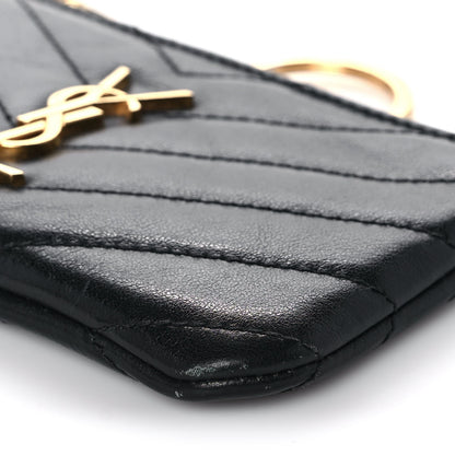 Saint Laurent Calfskin Matelasse Monogram Key Pouch Black 8 of 9