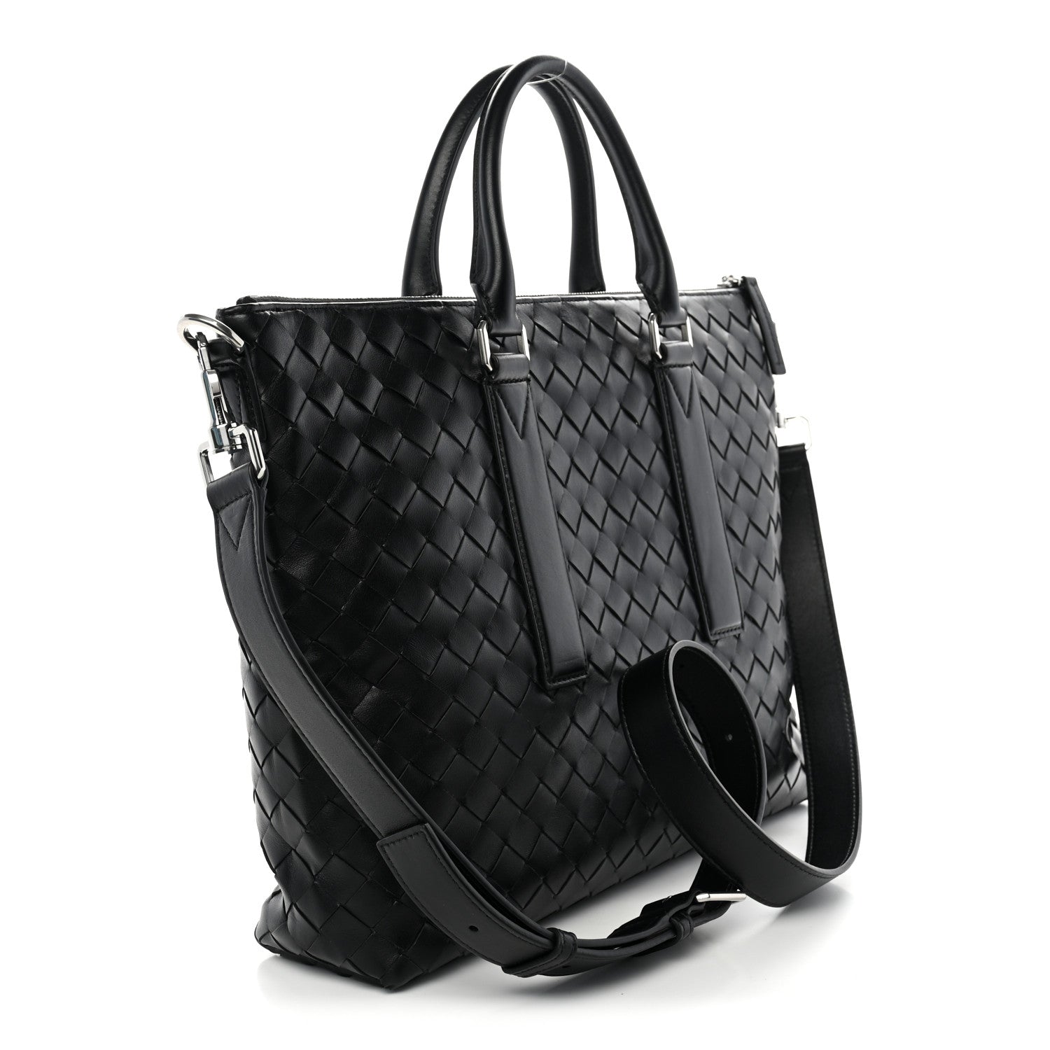 Bottega Veneta Calfskin Intrecciato Zipped Tote Black 3 of 10