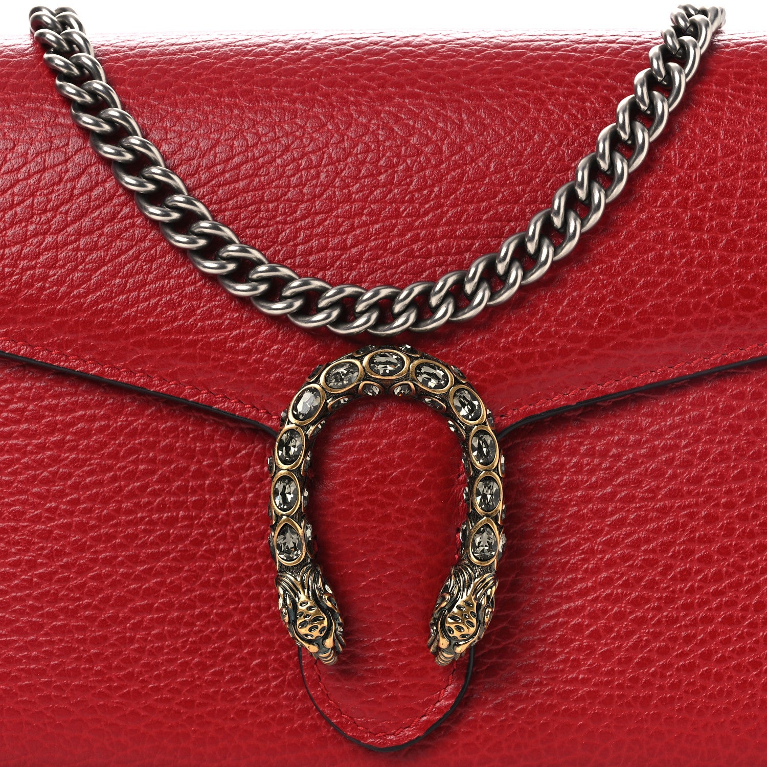 Gucci Calfskin Mini Dionysus Chain Wallet Hibiscus Red 8 of 10