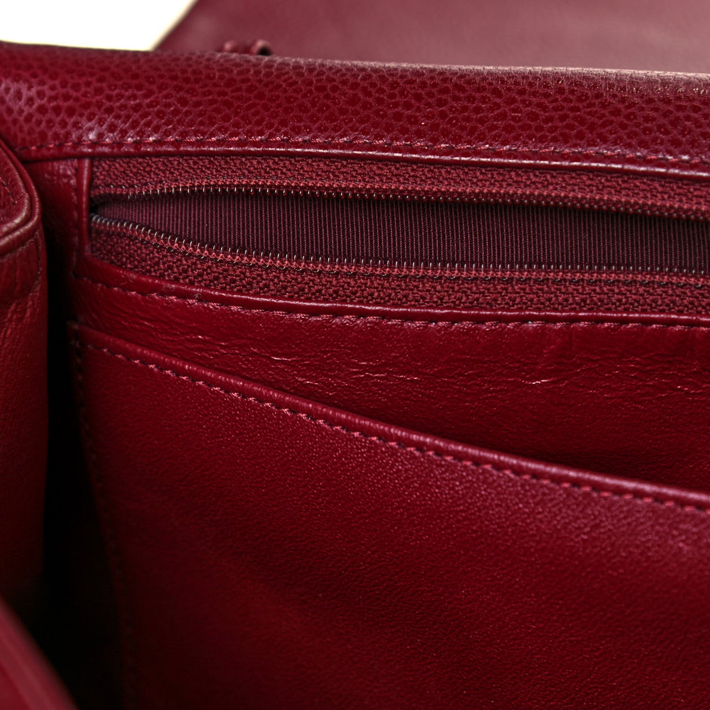 Caviar Quilted Maxi Single Flap Dark Red