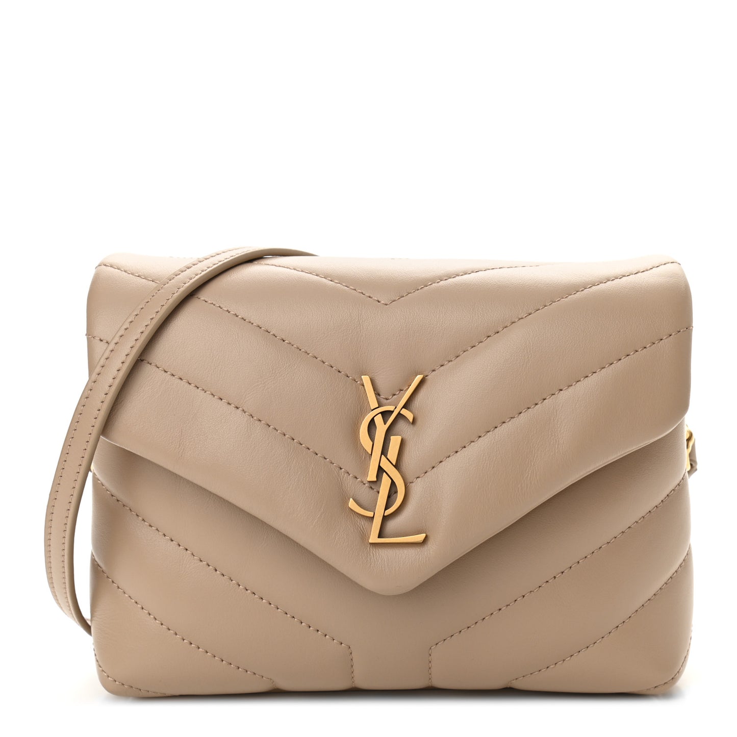 Calfskin Y Quilted Monogram Toy Loulou Crossbody Bag Dark Beige