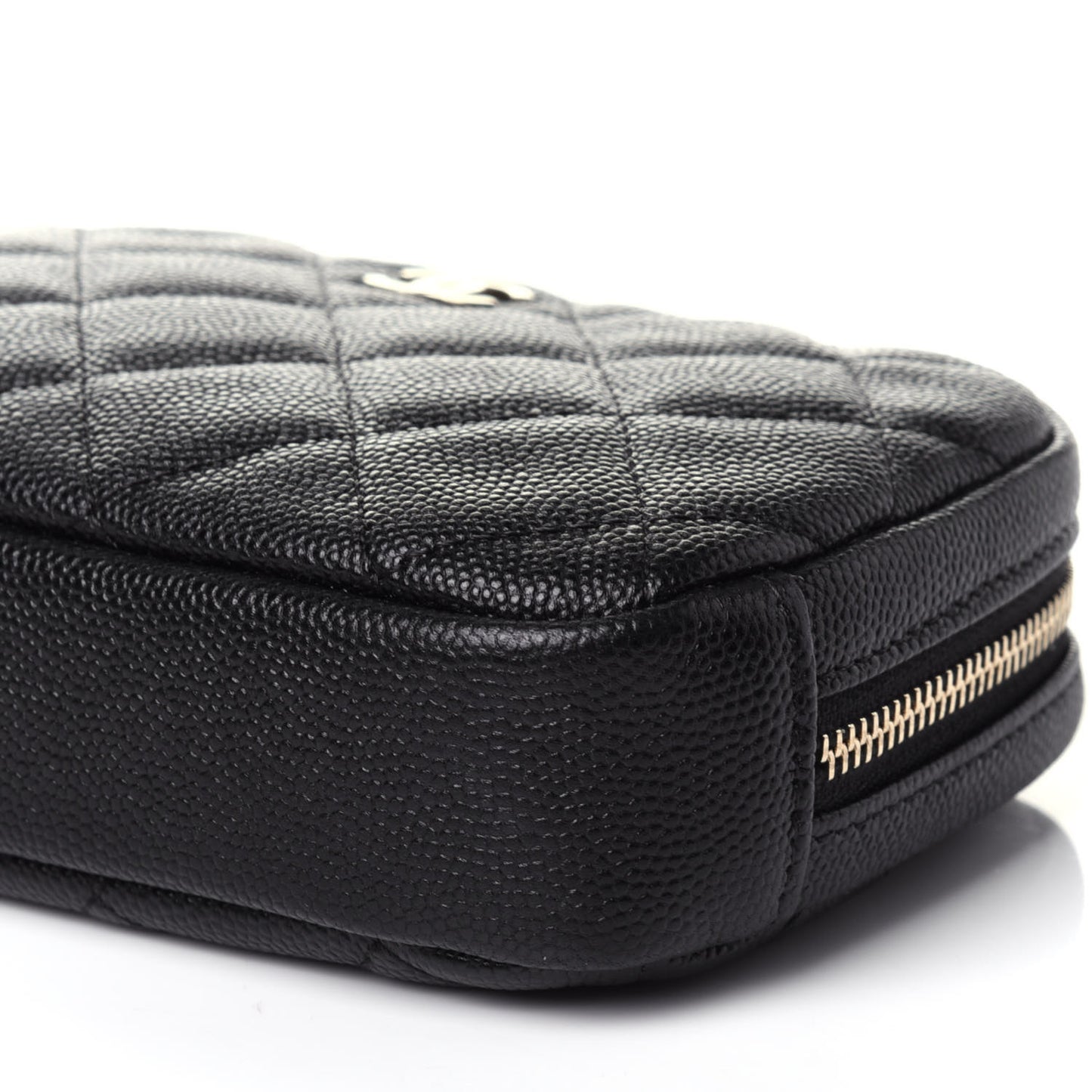 Caviar Quilted Small Curvy Pouch Cosmetic Case Black