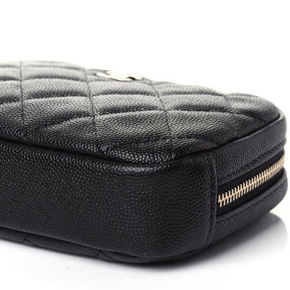 Chanel Caviar Quilted Small Curvy Pouch Cosmetic Case Black 9 of 11