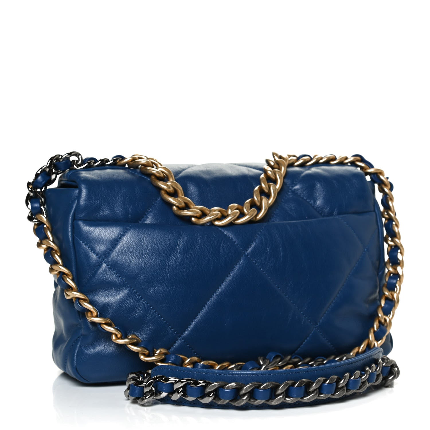 Chanel Goatskin Quilted Medium Chanel 19 Flap Dark Blue 3 of 10
