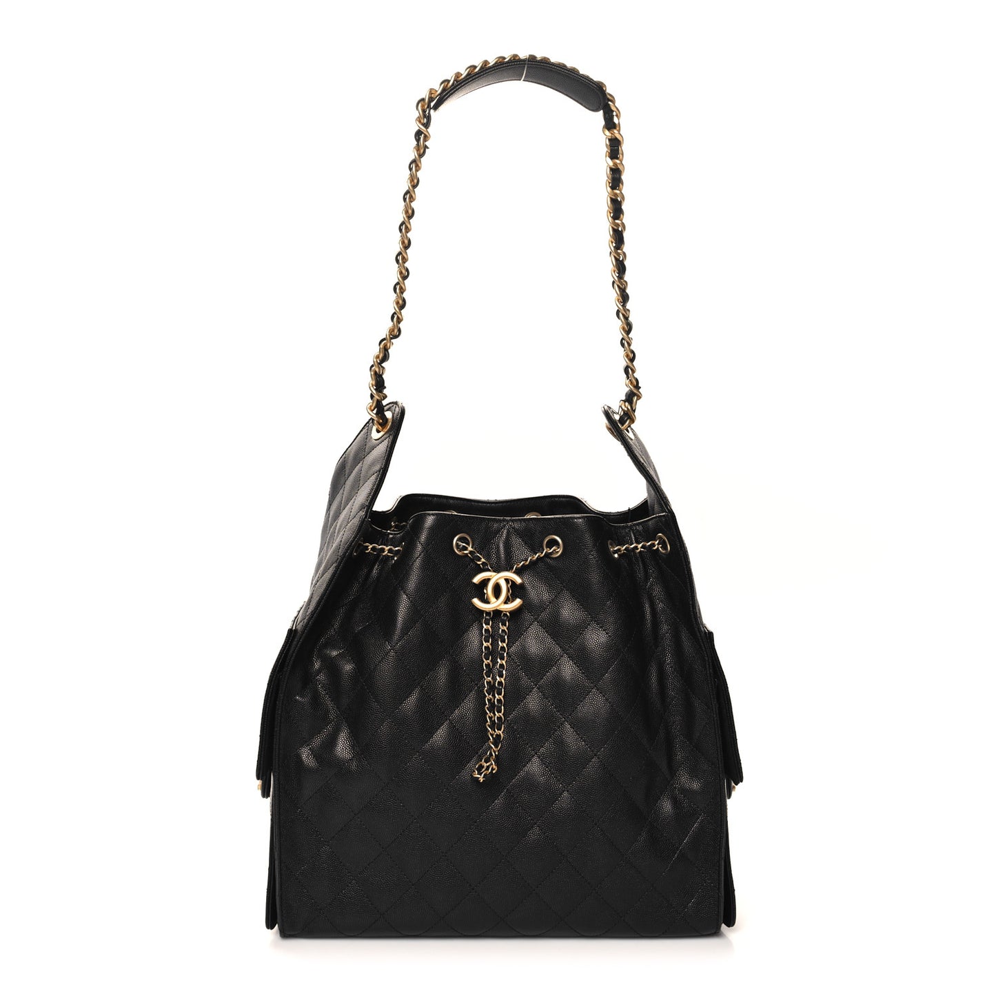 Caviar Quilted Medium Chanel 25 Handbag Black