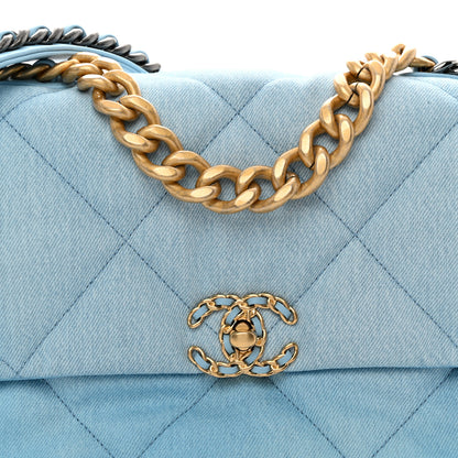 Chanel Ombre Denim Quilted Large Chanel 19 Flap Light Blue 8 of 11