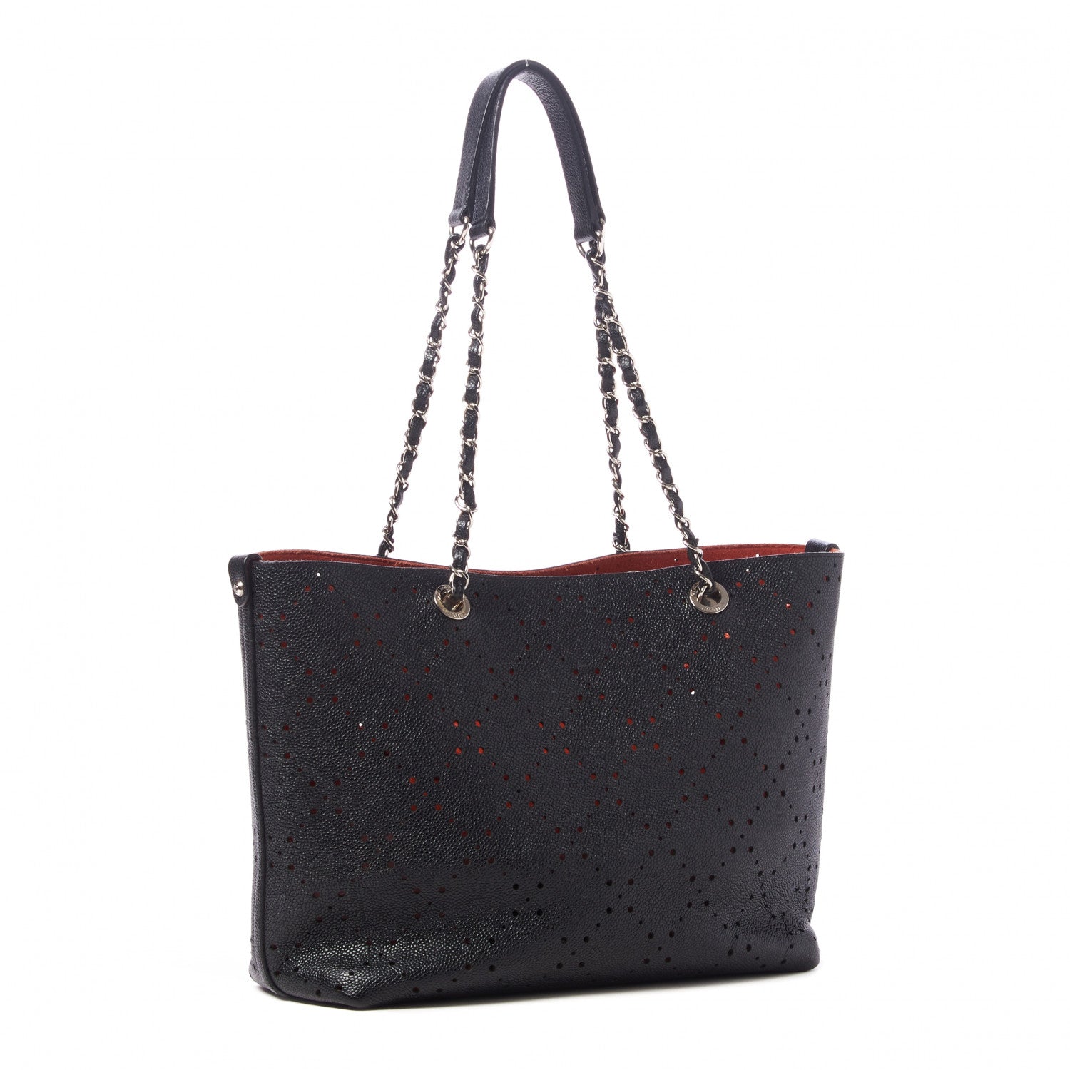 Chanel Perforated Grained Calfskin Small Shopping Tote Black 2 of 11