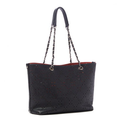 Chanel Perforated Grained Calfskin Small Shopping Tote Black 2 of 11