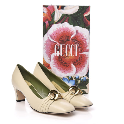 Gucci Malaga Kid Half Moon GG Square Toe Pumps 39.5 Vintage White 9 of 9