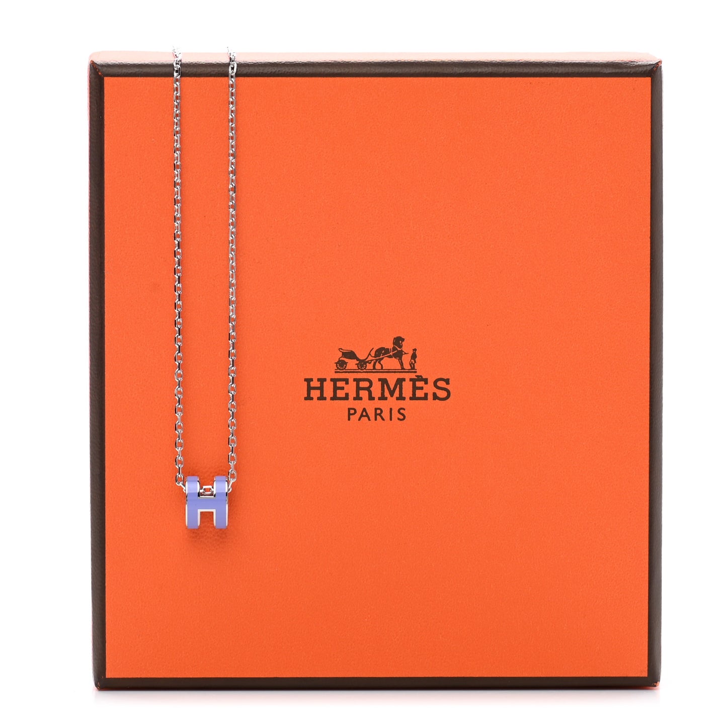 Lacquered Palladium Mini Pop H Pendant Necklace Parme