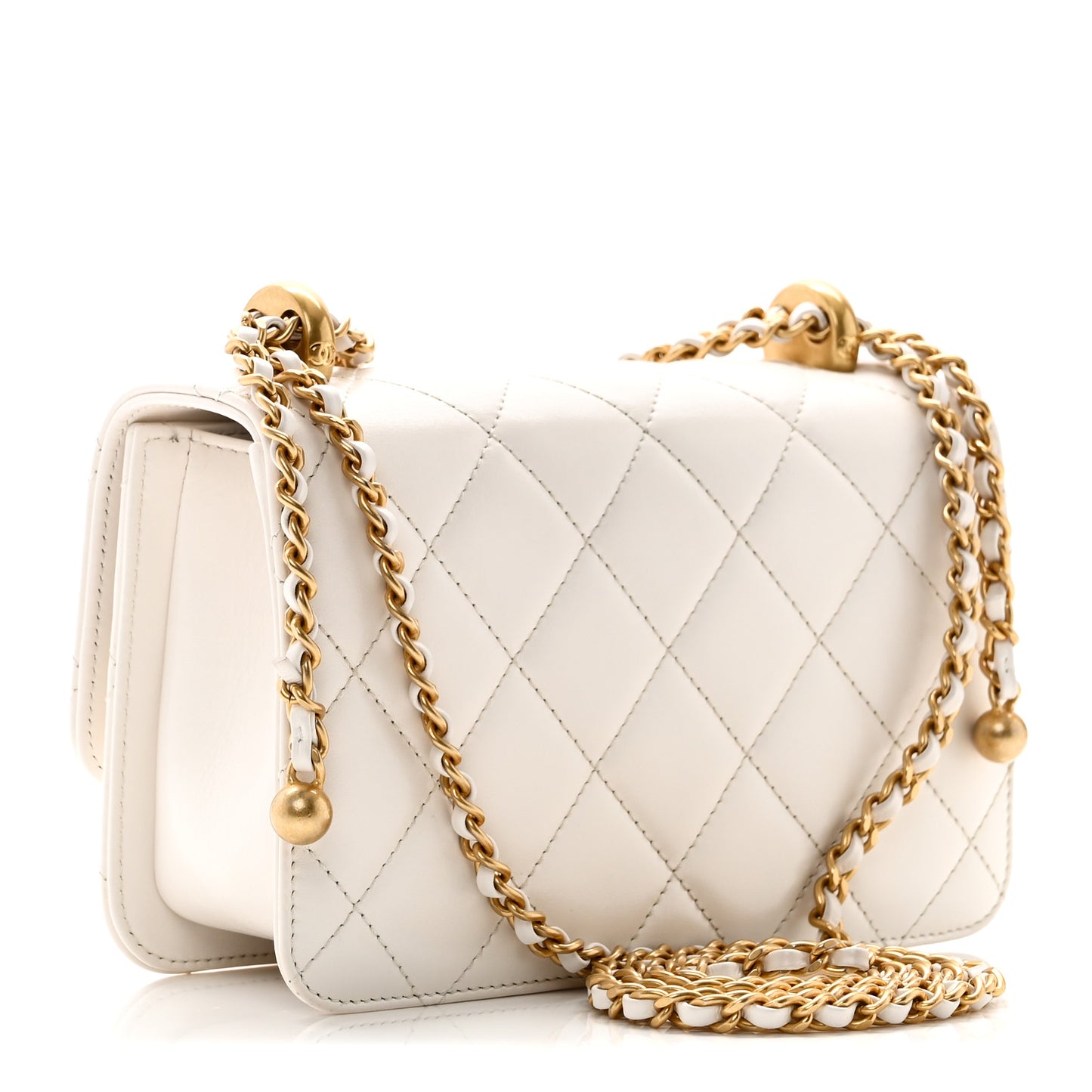 Calfskin Quilted Mini Perfect Fit Flap White