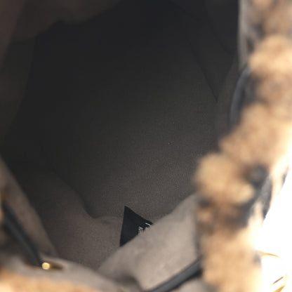 Fendi Shearling Vitello Dolce F is Fendi Macro FF 1974 Mini Mon Tresor Bucket Bag Tobacco Black 5 of 10
