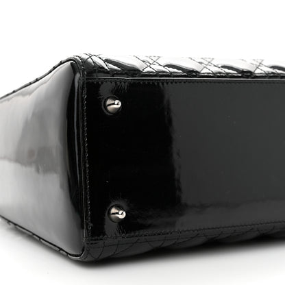 Christian Dior Patent Cannage Whipstitch Medium Lady Dior Black 8 of 15