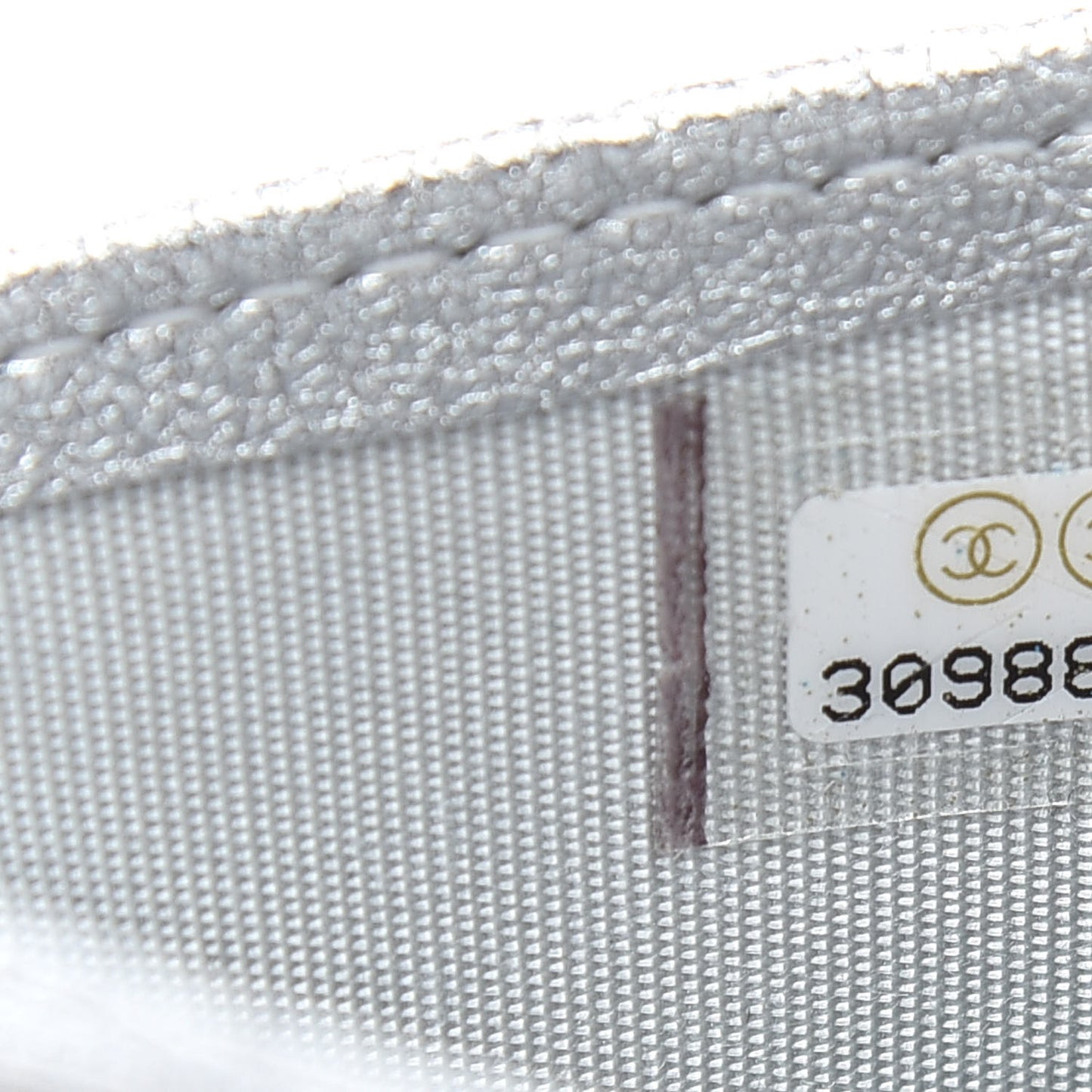 Metallic Lambskin Quilted Card Holder Silver