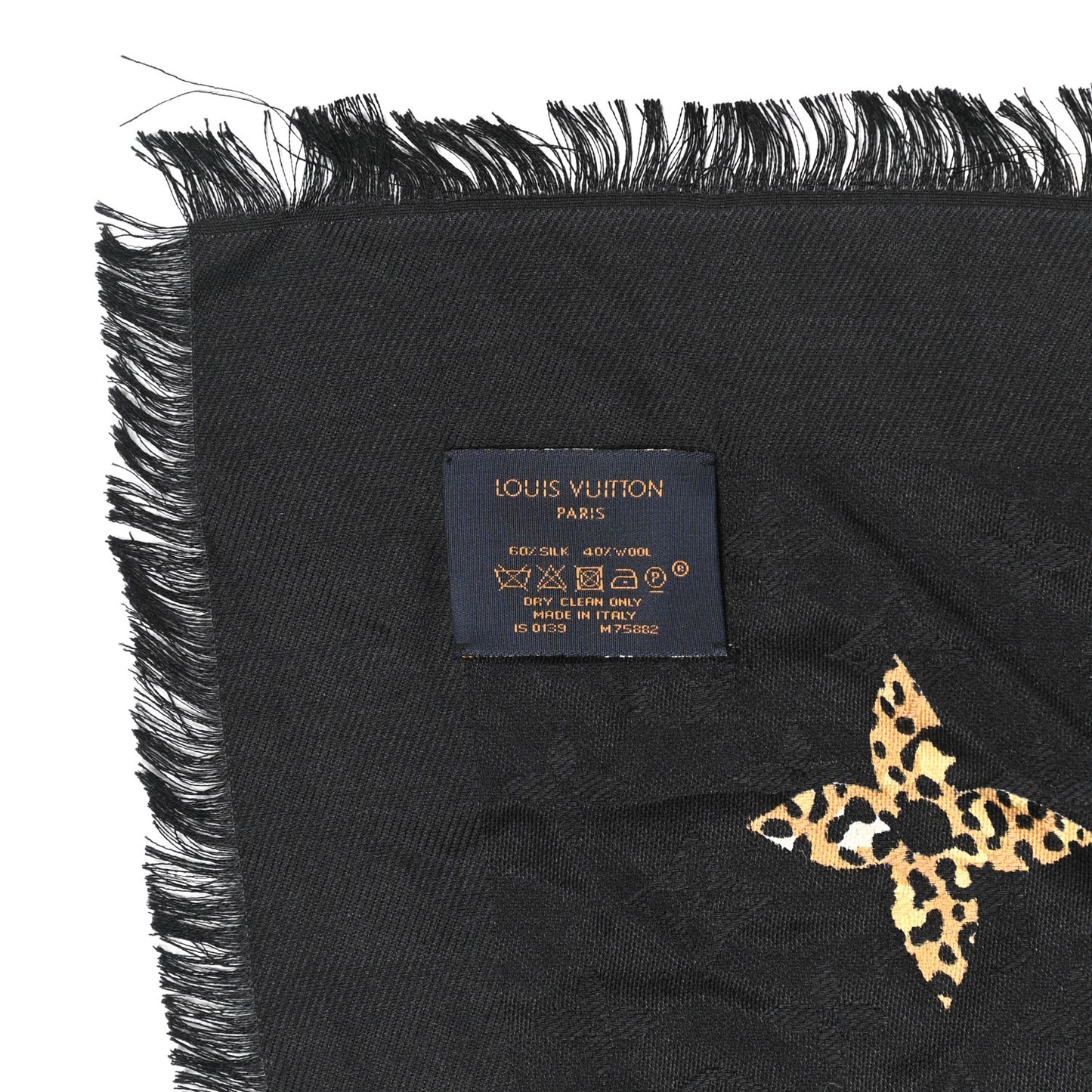 Wool Silk Monogram Giant Jungle Shawl Black