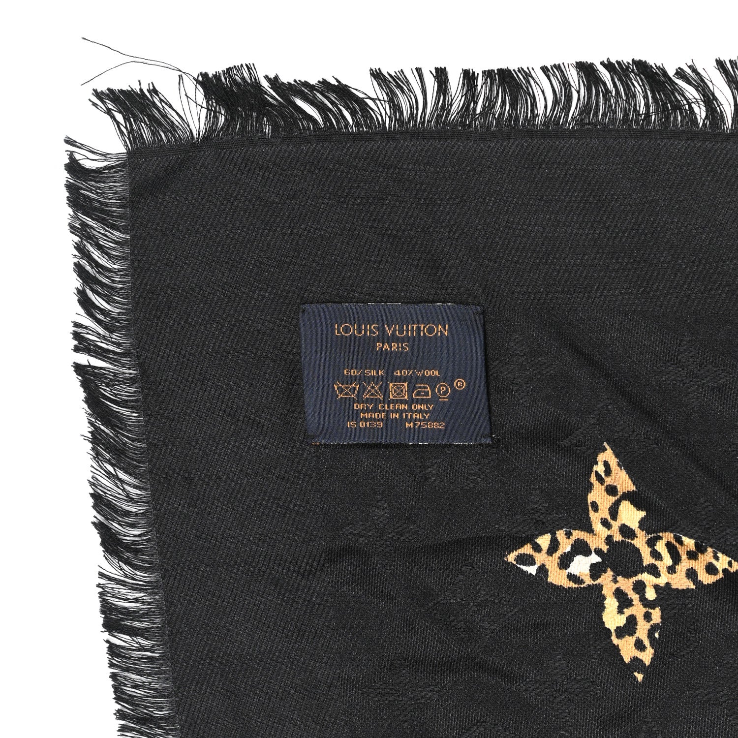 Louis Vuitton Wool Silk Monogram Giant Jungle Shawl Black 3 of 3