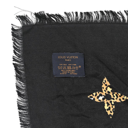Louis Vuitton Wool Silk Monogram Giant Jungle Shawl Black 3 of 3