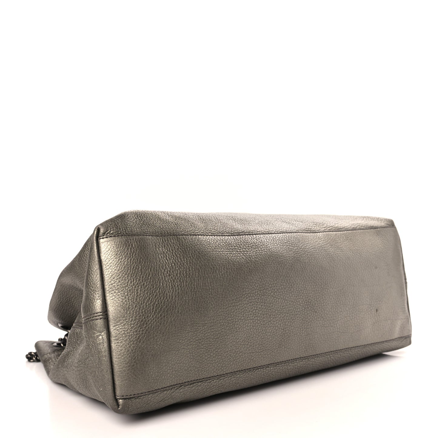 Metallic Pebbled Calfskin Large Soho Chain Shoulder Bag Golden Beige