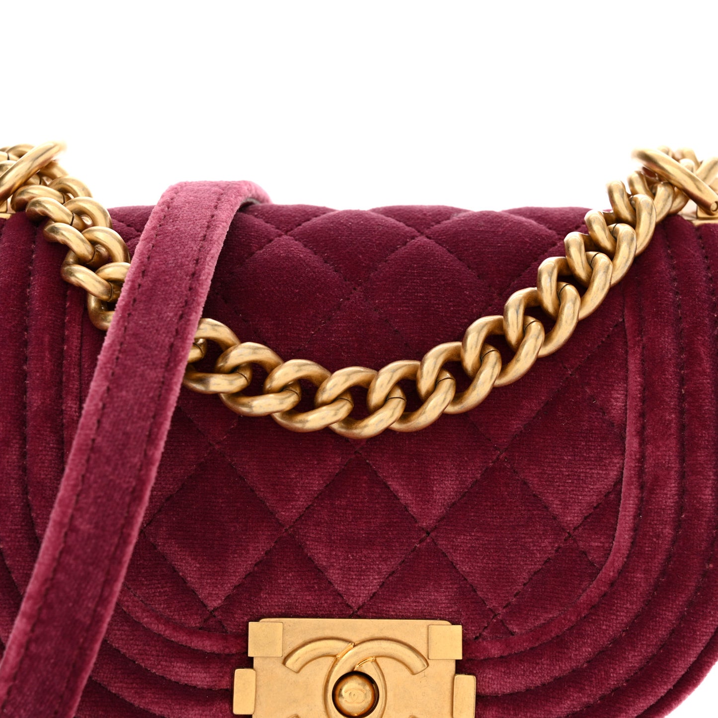 Velvet Quilted Small Boy Messenger Bag Bordeaux