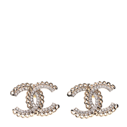 Chanel Crystal Chain CC Earrings Gold 1 of 4