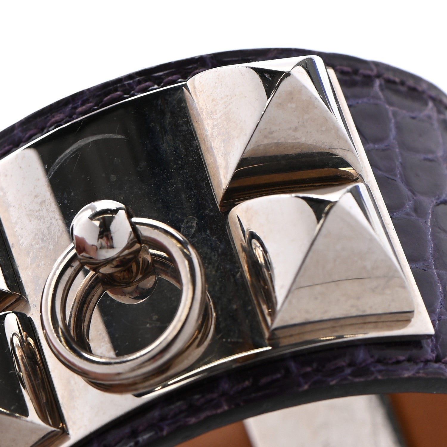 Hermes Shiny Alligator Collier De Chien CDC Bracelet S Amethyst 5 of 11
