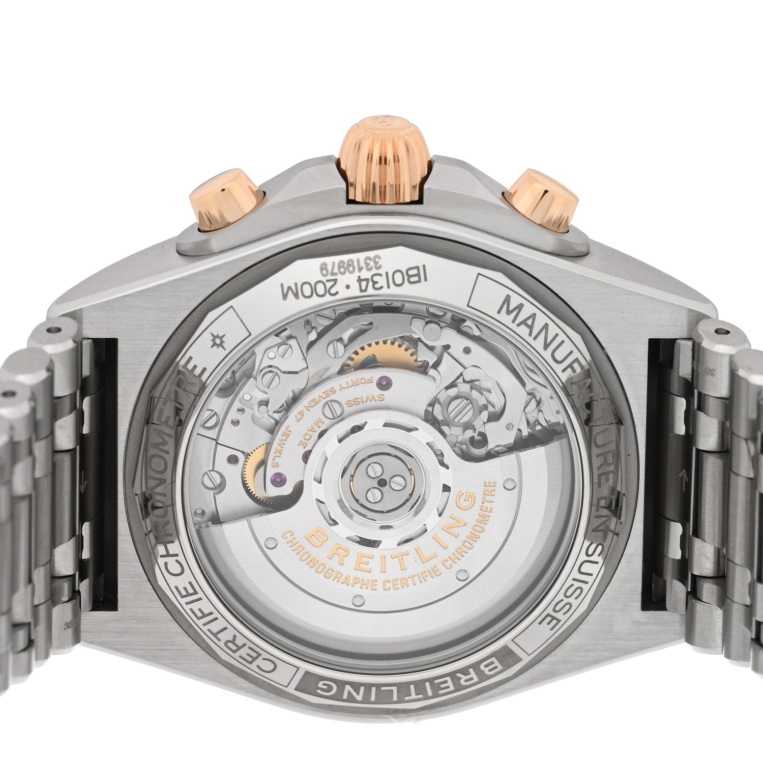 Breitling Stainless Steel 18K Rose Gold 42mm Chronomat B01 Automatic Watch Silver IB0134 4 of 5