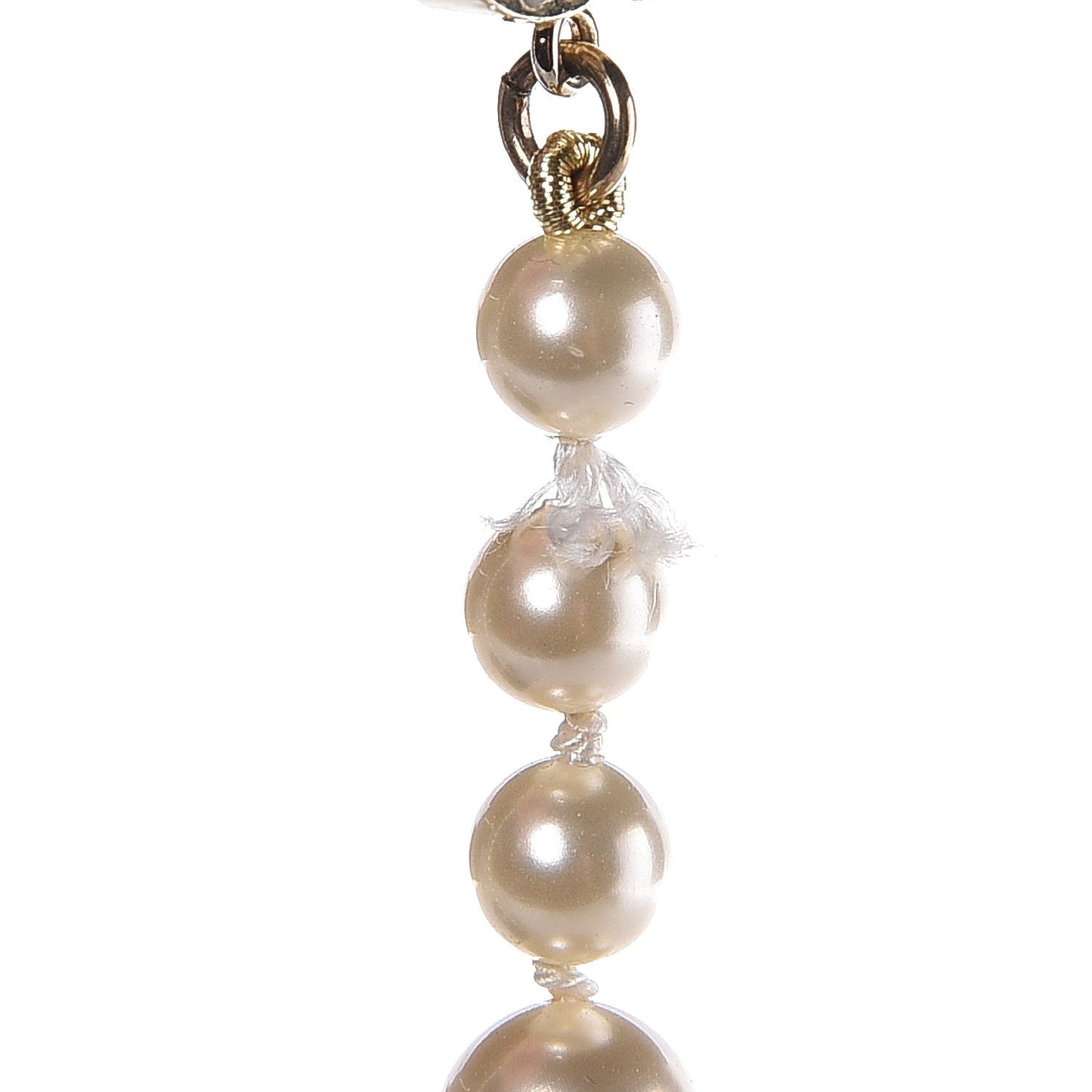 Graduated Pearl CC Long Necklace Gold