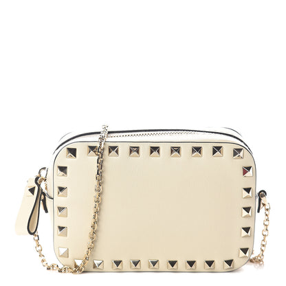 Valentino Garavani Calfskin Small Rockstud Chain Camera Crossbody Bag Ivory 1 of 8