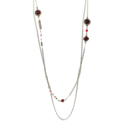 Chanel Pearl Resin Long Necklace Gold Red 1 of 6