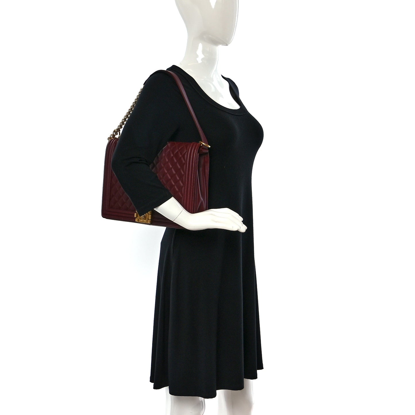 Lambskin Quilted Large Boy Flap Dark Red