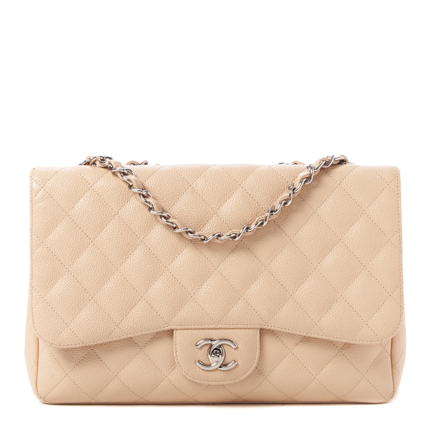 Chanel Caviar Quilted Jumbo Single Flap Beige Clair 1 of 13