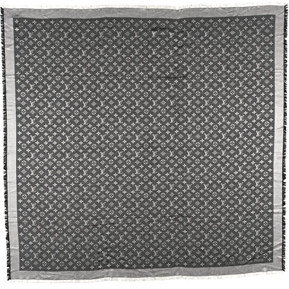 Louis Vuitton Silk Wool Monogram Denim Shawl Black 1 of 5