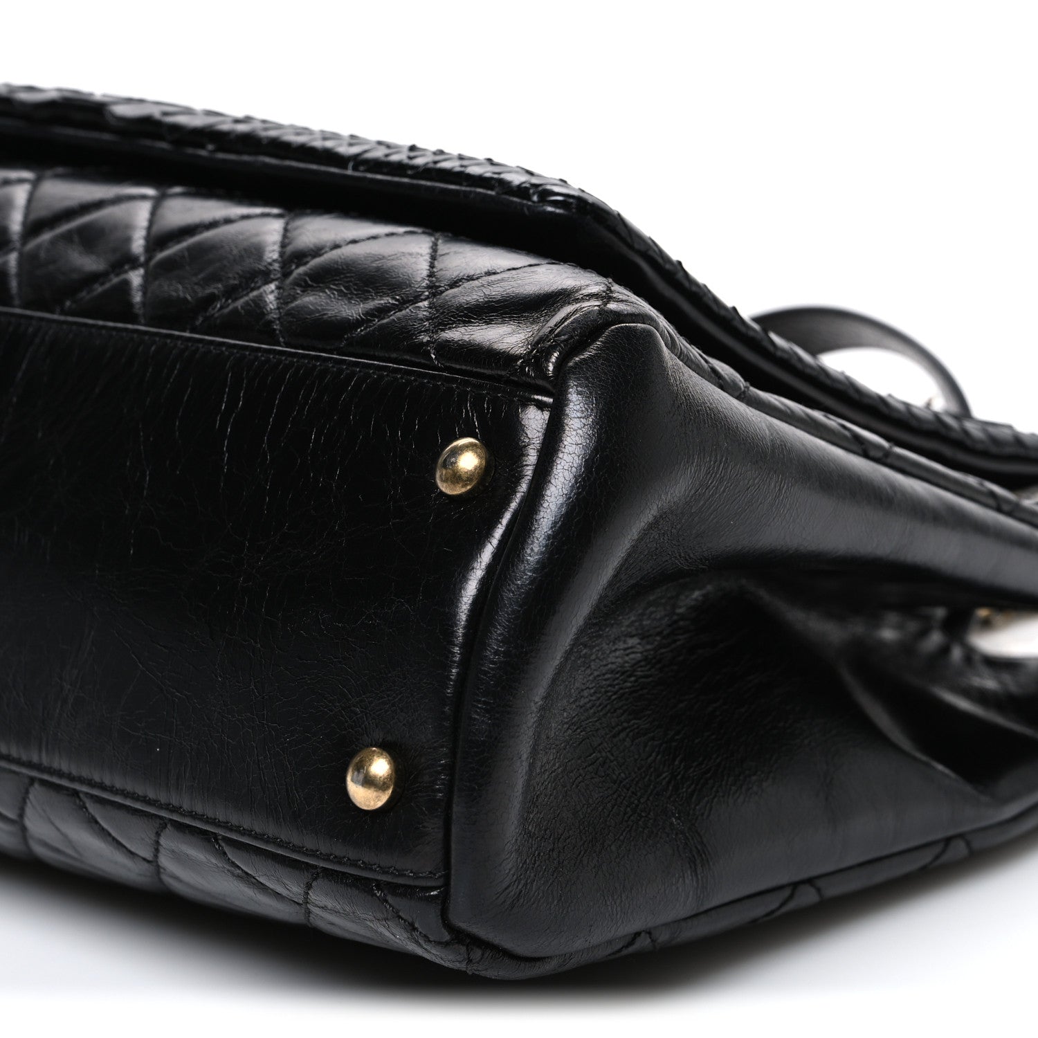 Chanel Snakeskin Glazed Calfskin Quilted Urban Mix Tote Black 10 of 10
