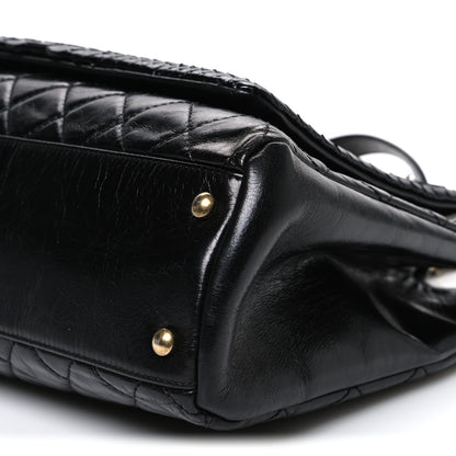Chanel Snakeskin Glazed Calfskin Quilted Urban Mix Tote Black 10 of 10