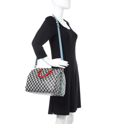 Louis Vuitton Damier Speedy Bandouliere 30 Black White 2 of 10
