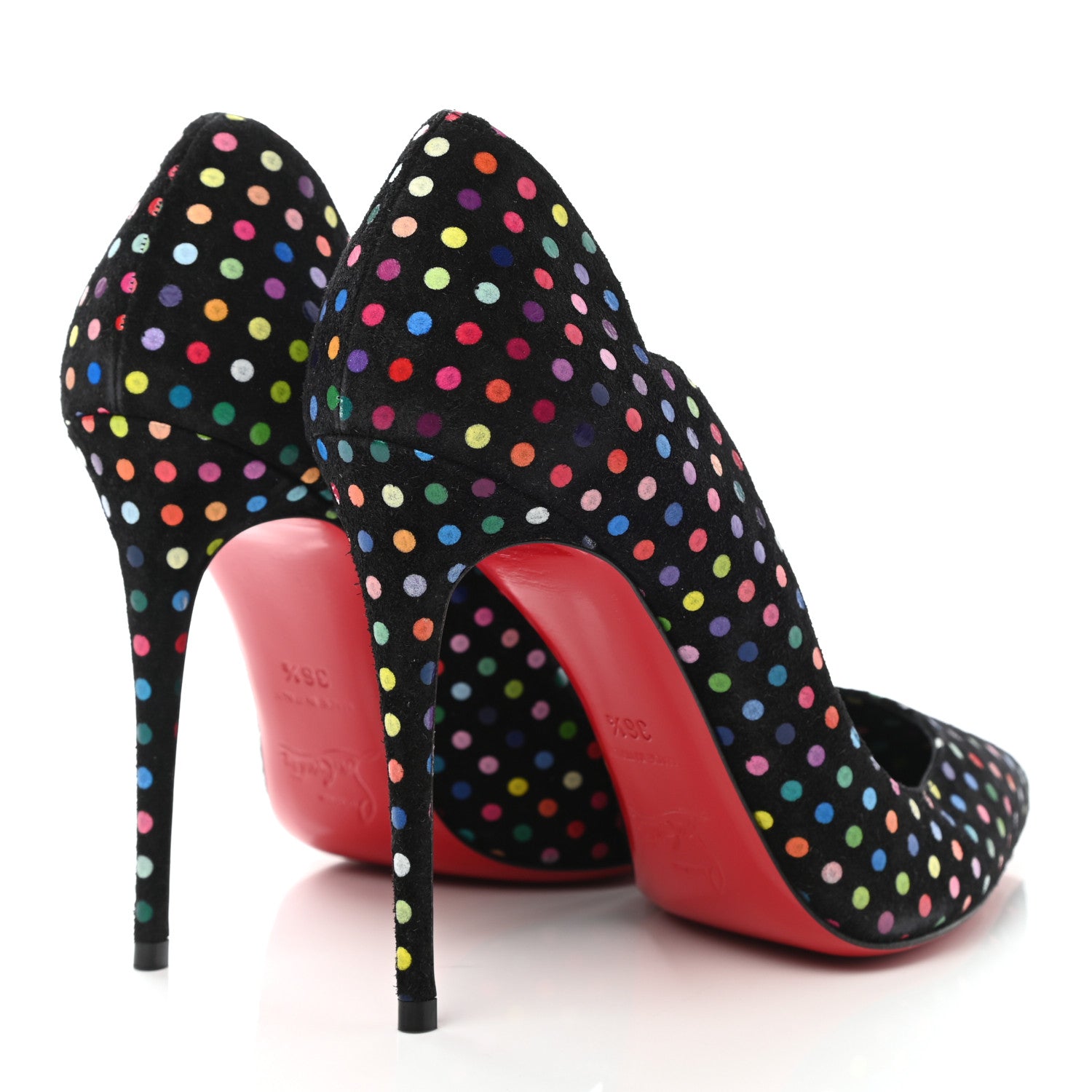 Christian Louboutin Suede Polka Dot Hot Chick 100 Pumps 36.5 Black Multicolor 4 of 8