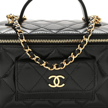 Chanel Lambskin Quilted Polly Pocket East West Top Vanity With Chain Black 9 of 12