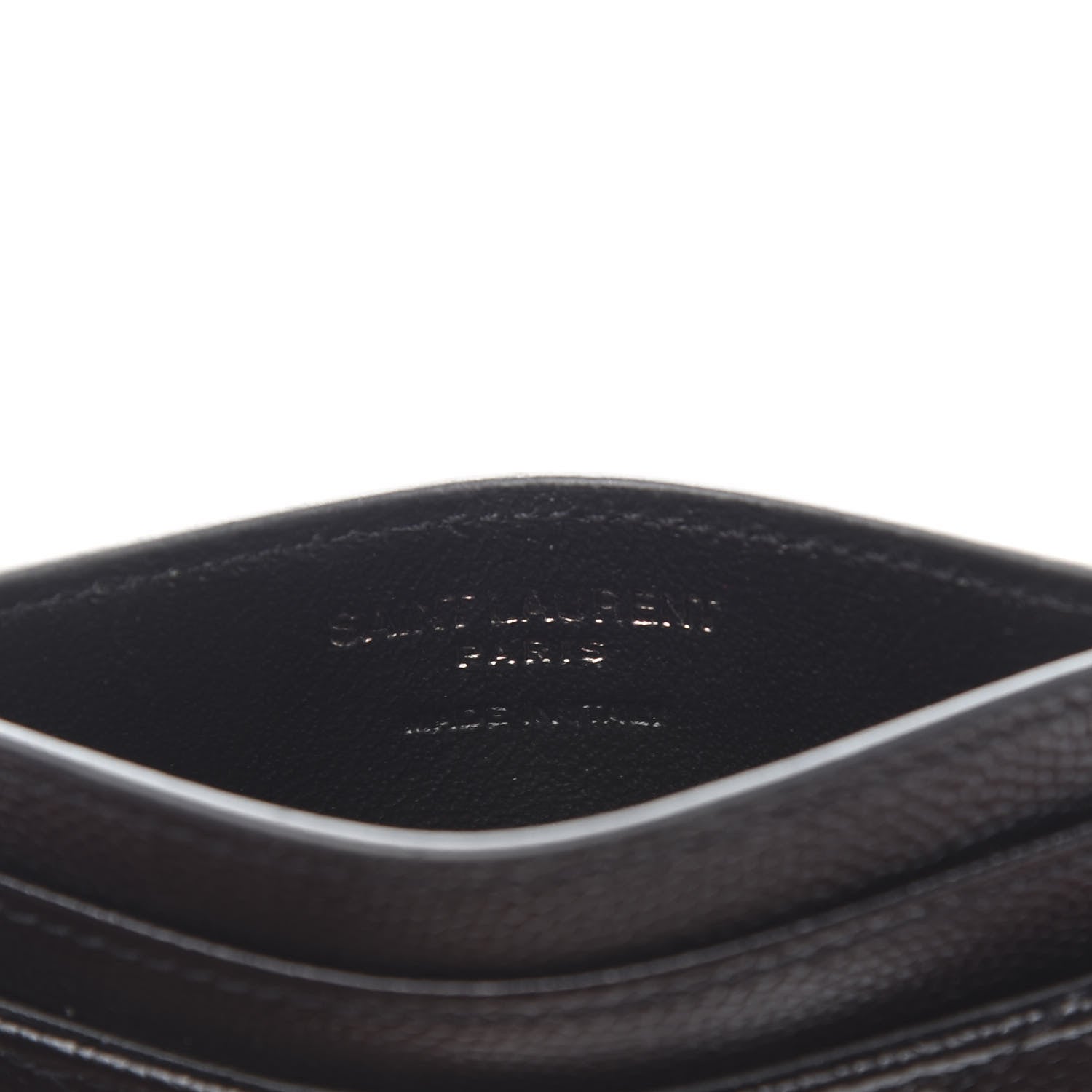 Saint Laurent Grain De Poudre Matelasse Chevron Monogram Credit Card Case Black 6 of 10