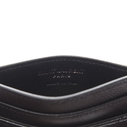 Saint Laurent Grain De Poudre Matelasse Chevron Monogram Credit Card Case Black 6 of 10
