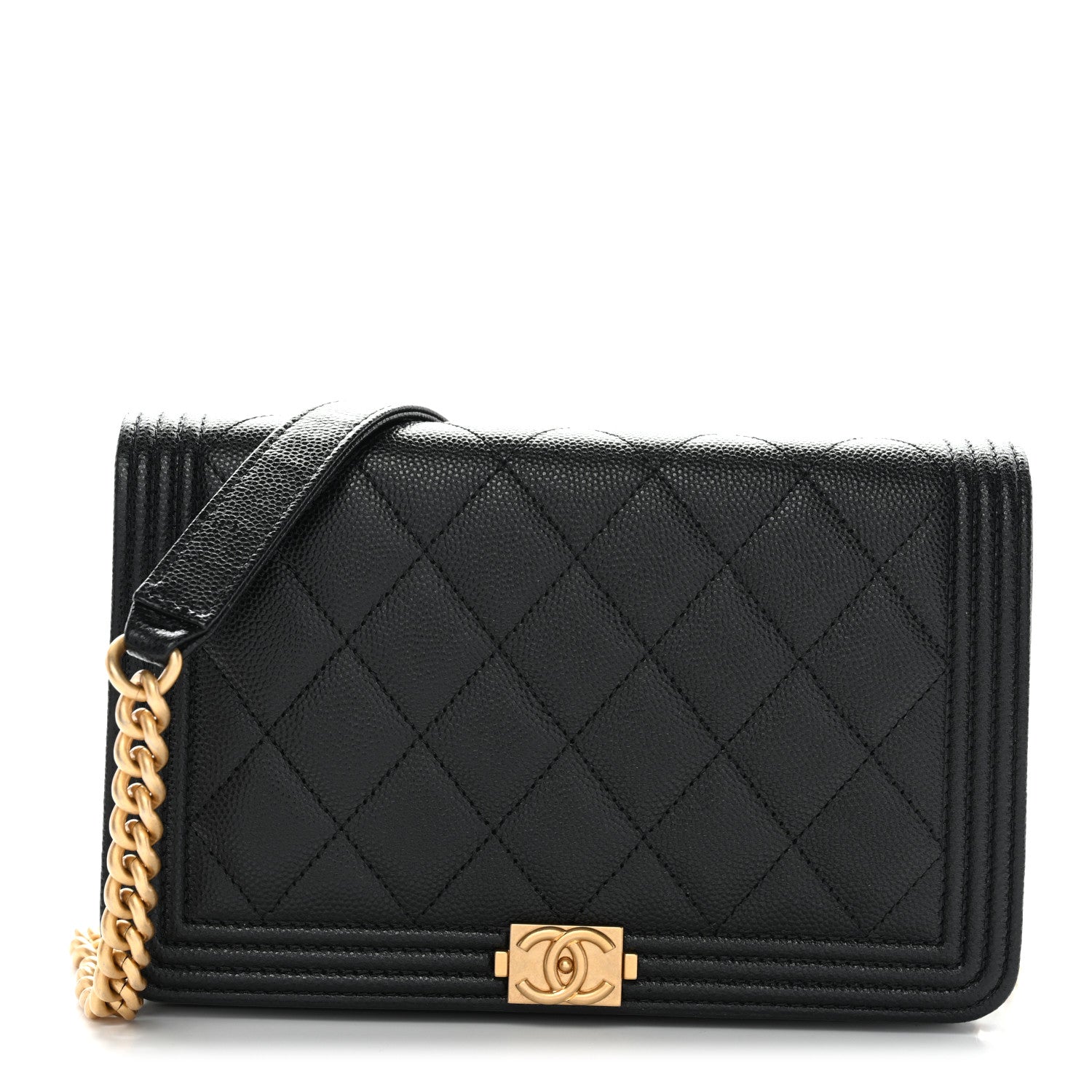 Chanel Caviar Quilted Boy Wallet On Chain WOC Black 3 of 43