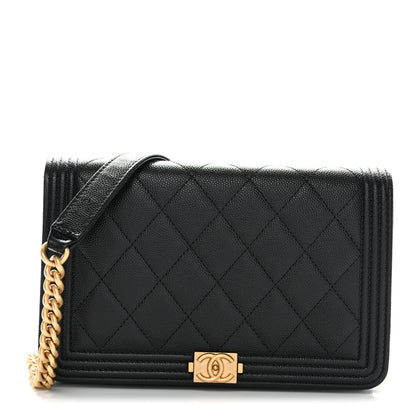 Chanel Caviar Quilted Boy Wallet On Chain WOC Black 3 of 43