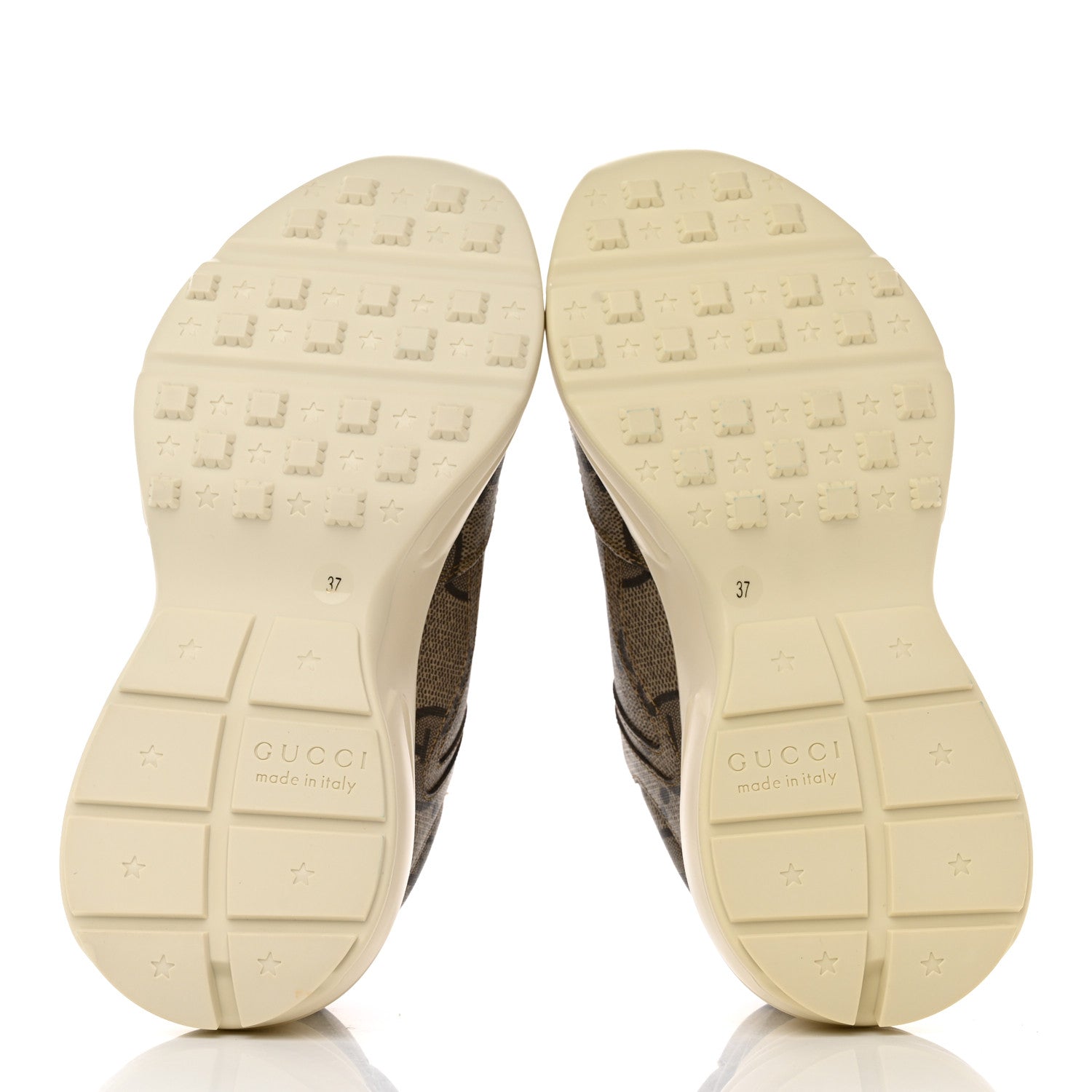 Gucci Maxi GG Supreme Monogram Gucci 100 Womens Rhyton Sneakers 37 Beige Ebony 5 of 9