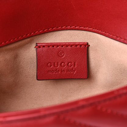 Gucci Calfskin Matelasse Super Mini GG Marmont Shoulder Bag Hibiscus Red 6 of 11