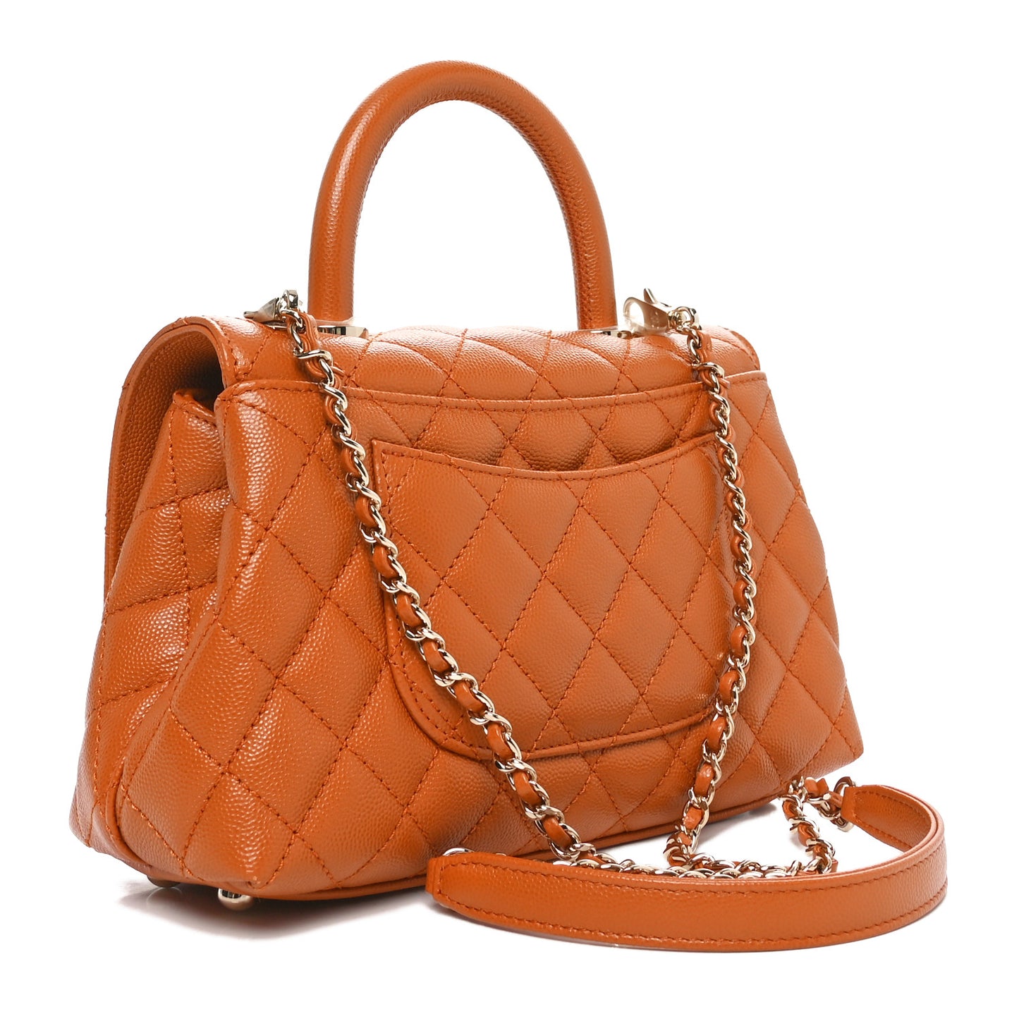 Caviar Quilted Mini Coco Handle Flap Light Brown