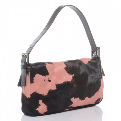 Fendi Calf Hair Cow Print Baguette Pink Black 3 of 8