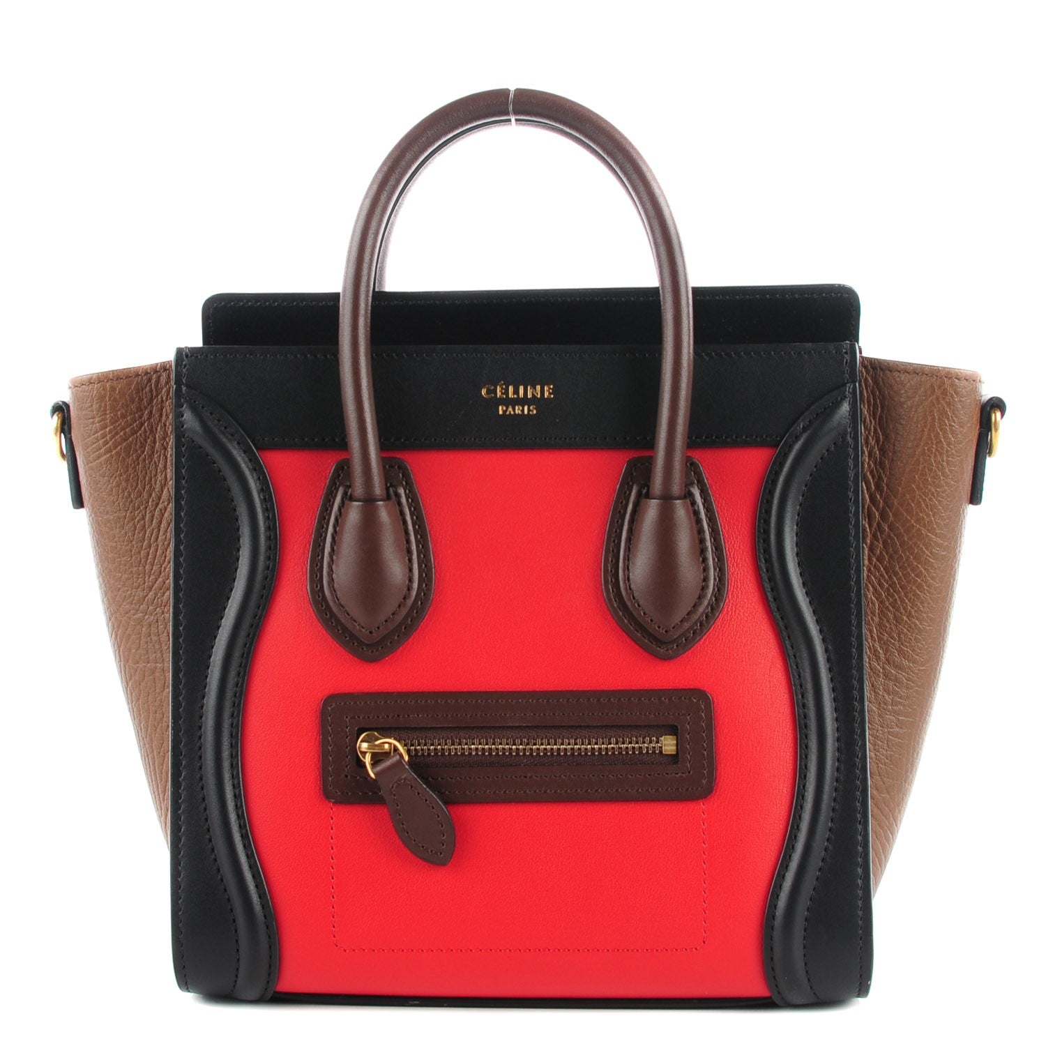 Celine Bullhide Calfskin Micro Tri-Color Luggage Bright Red 1 of 8
