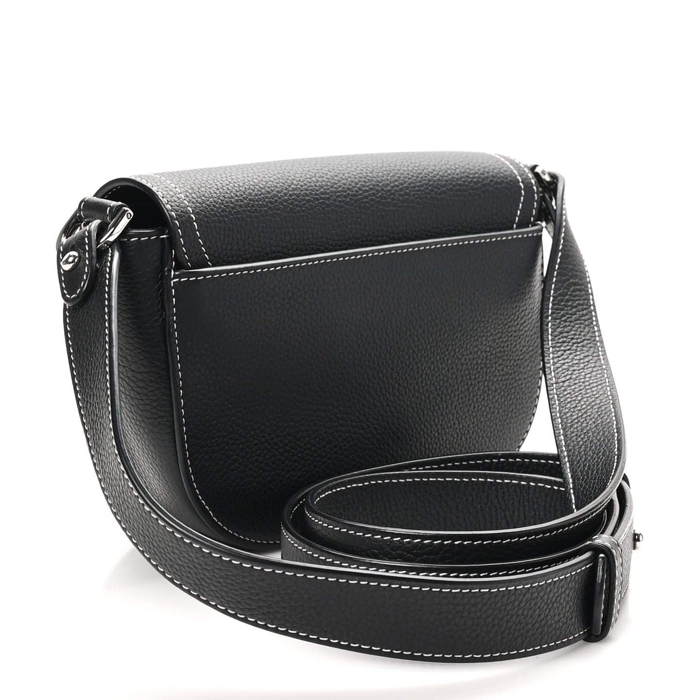 Grained Calfskin Saddle Messenger Bag With Strap Black