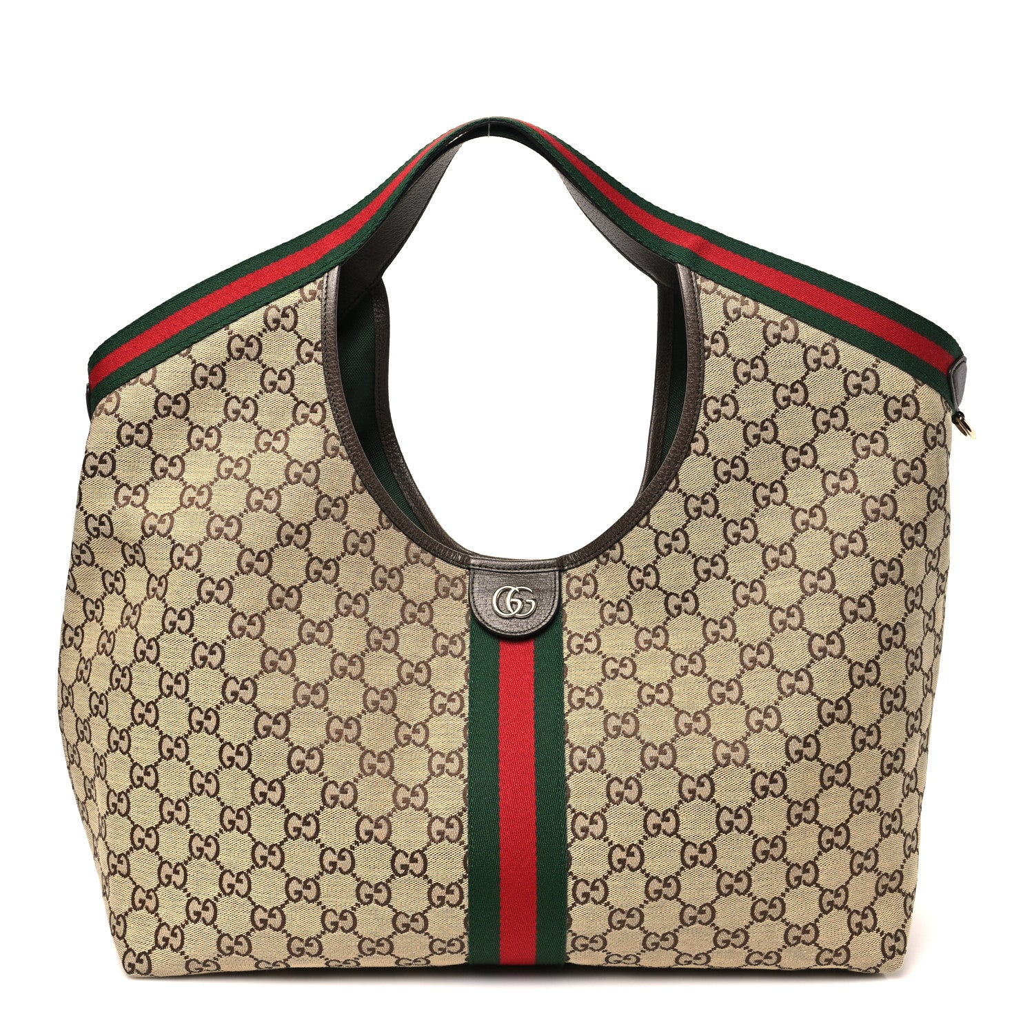 Gucci GG Monogram Web Large Giglio Tote Beige Brown 1854833