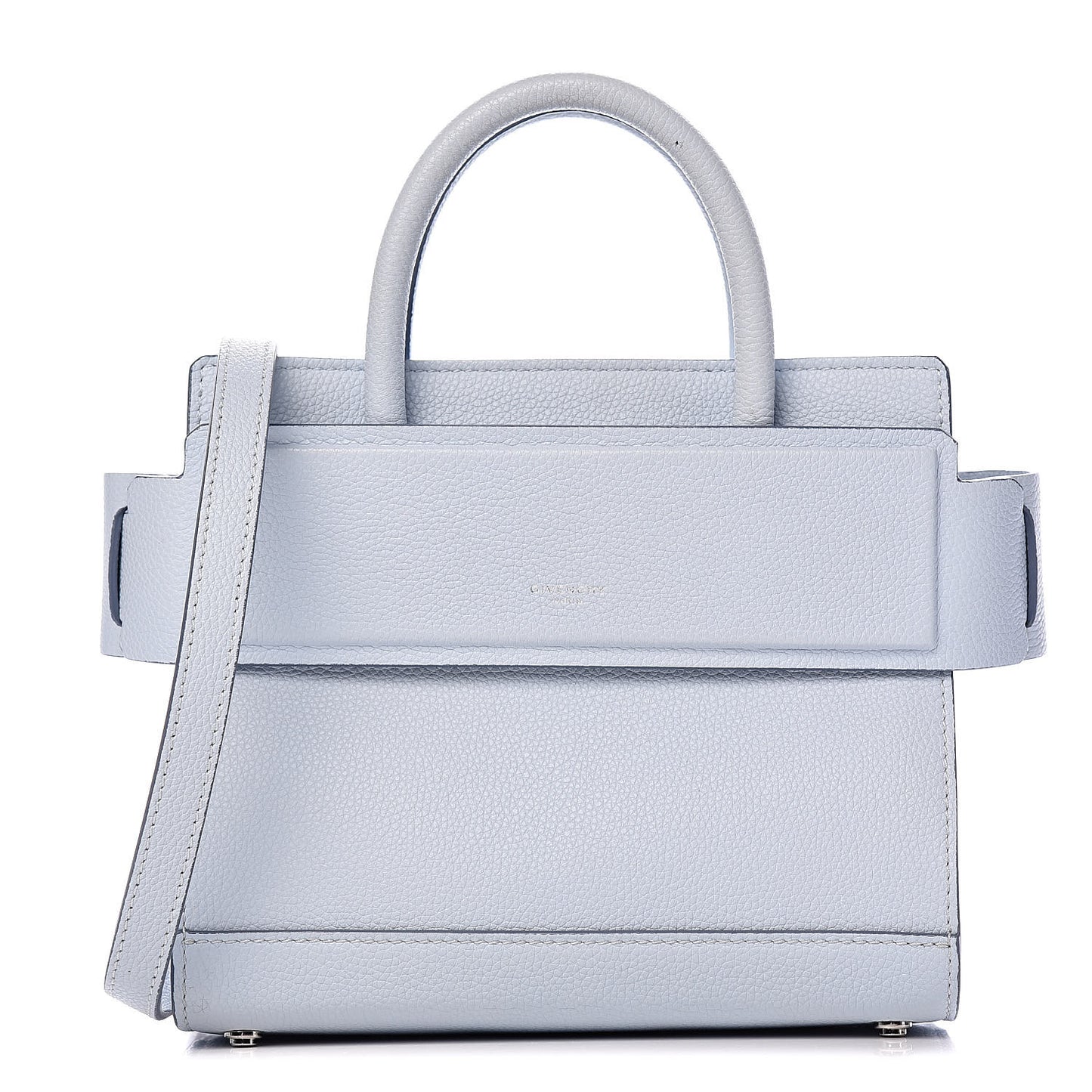 Grained Calfskin Mini Horizon Satchel Pale Blue