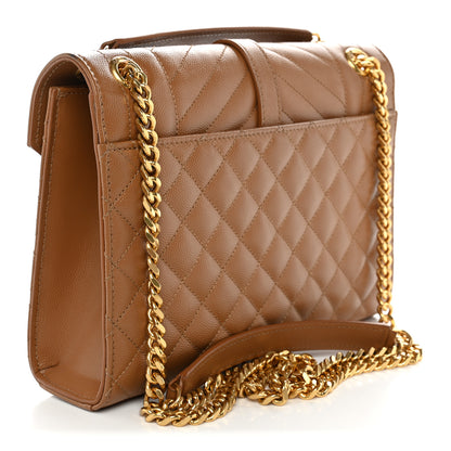 Saint Laurent Grain De Poudre Textured Mixed Matelasse Medium Triquilt Monogram Satchel Dark Cork 3 of 12